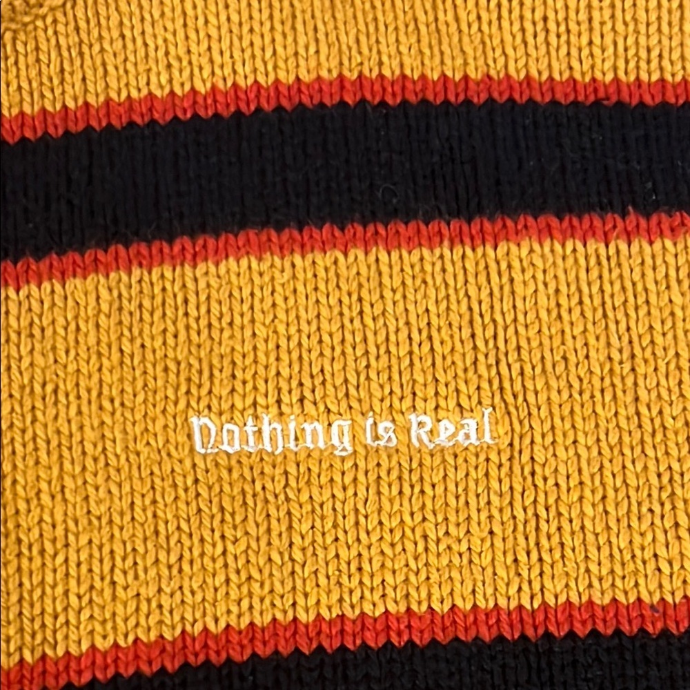 Pacsun Striped Knit Sweater Black, Red, Yellow new with tag XL  Nothing is Real - Picture 4 of 15